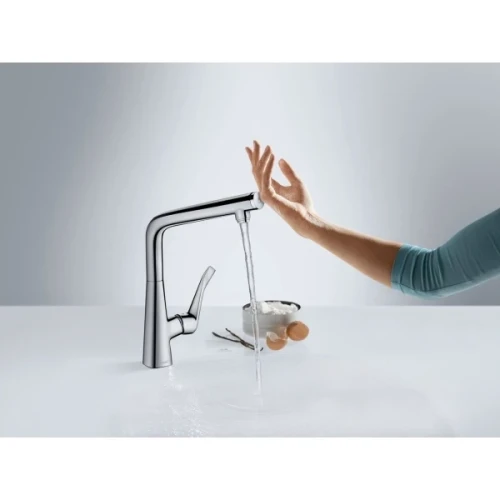 Купить купить смеситель для кухни, с вытяжным изливом, metris m71 hansgrohe, 14821800 цвет: нержавеющая сталь