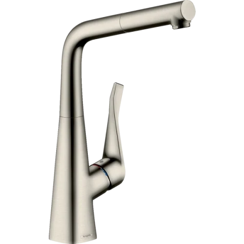 Купить купить смеситель для кухни, с вытяжным изливом, metris m71 hansgrohe, 73812800 цвет: нержавеющая сталь
