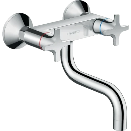 Купить купить смеситель для кухни, настенный внешнего монтажа, двухвентильный, logis m32 hansgrohe, 71287000 цвет: хром