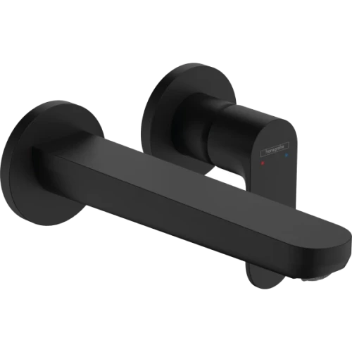 Купить купить смеситель для раковины скрытого монтажа, настенный, с изливом 19.5 см, rebris s hansgrohe, 72528670 цвет: черный