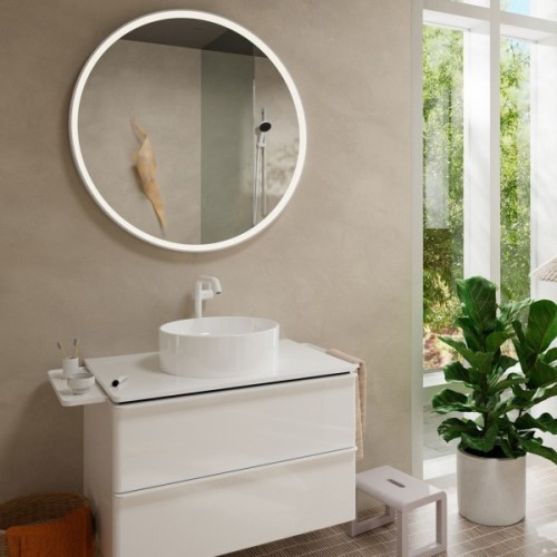 Купить купить смеситель для раковины fine, coolstart, ecosmart+, cо сливным гарнитуром push-open, tecturis s hansgrohe, 73370700 цвет: белый