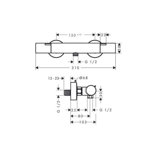 Купить купить смеситель для душа с термостатом fine, ecostat hansgrohe, 13324670 цвет: черный