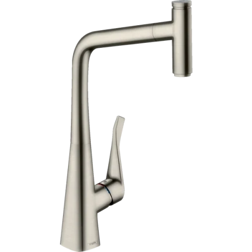Купить купить смеситель для кухни, с вытяжным изливом, metris select m71 hansgrohe, 14884800 цвет: нержавеющая сталь
