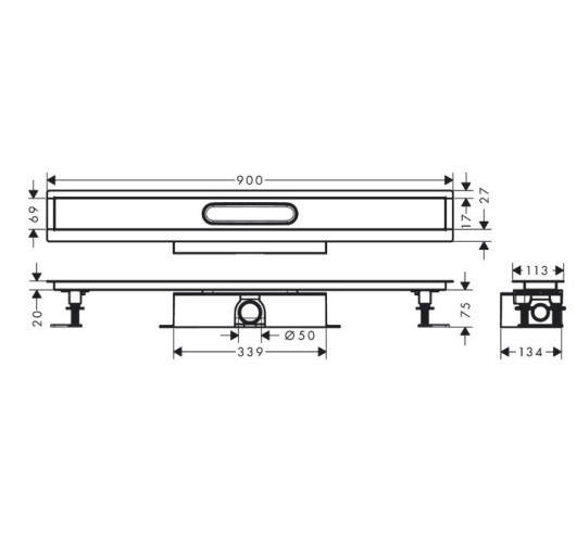 Купить купить монтажная часть для душа для стандартной установки с внешней частью 90см, ubox hansgrohe арт. 56025180