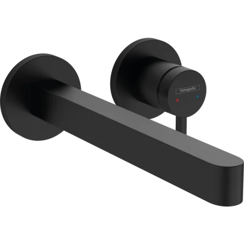 Купить купить смеситель для раковины скрытого монтажа, настенный, с изливом 22.8 см, finoris hansgrohe, 76050670 цвет: черный