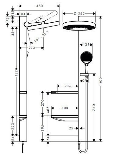 Купить купить душевая система скрытого монтажа без смесителя, rainfinity hansgrohe, 26842700 цвет: белый
