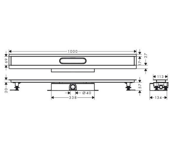 Купить купить монтажная часть для душа для установки на уровне пола с внешней частью 100, ubox hansgrohe арт. 56020180