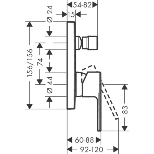 Купить купить смеситель для ванны скрытого монтажа, vernis shape hansgrohe, 71468000 цвет: хром